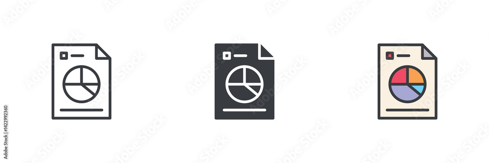 Poster Report with a pie chart different style icon set