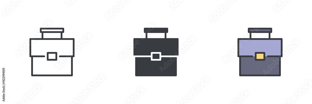 Aufkleber briefcase different style icon set