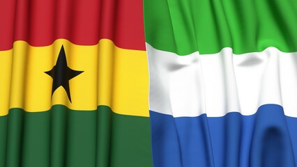Fototapeta premium Flags of GHANA and SIERRA LEONE with realistic cloth texture