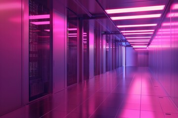 Fototapeta premium Supercomputer architecture building corridor.
