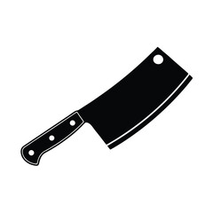 kitchen knife, solid black silhouette of a meat cleaver, the icon of the kitchen hatchet. Simple flat vector illustration, isolated on a white background