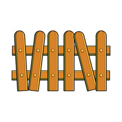 vector wooden fence overgrown with grass and flowers
