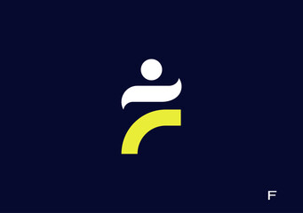 B-509-stylish line design vector logo template letter F, faturing a human dance