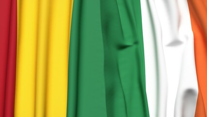 Flags of GUINEA and IRELAND with realistic cloth texture
