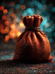Treasure Bag on Glittering Surface