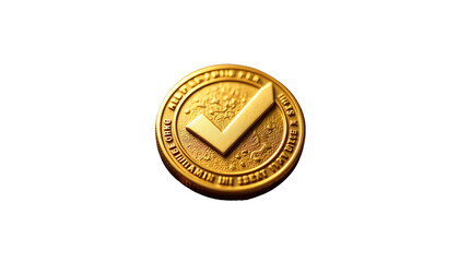 Golden coin symbolizing approval and success.