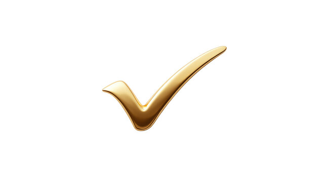 Elegant gold check mark icon for designs.