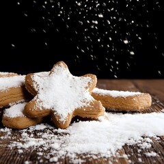 Delicious Star-Shaped Sugar Cookies on Wooden Table