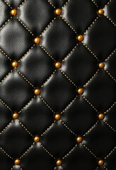 Obraz premium Elegant Black and Gold Diamond-Tufted Wall Panel Texture with Yellow Button Accents, Ideal for Luxury Home or Boutique Spaces 