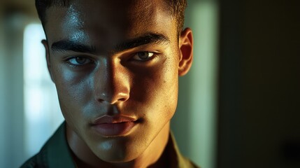 Closeup portrait man serious expression