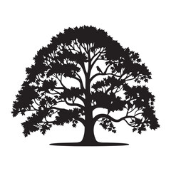 Tree Vector Silhouette - Full Foliage Nature Illustration