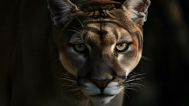 Majestic Cougar Portrait: A Close-Up Encounter with a Wild Cat
