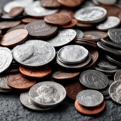A diverse pile of coins representing diverse financial markets - cash development risk