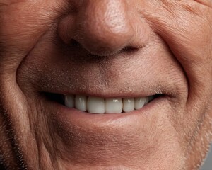 Obraz premium Close-up shot of a senior's mouth, highlighting dental work - close-up surgery veneers