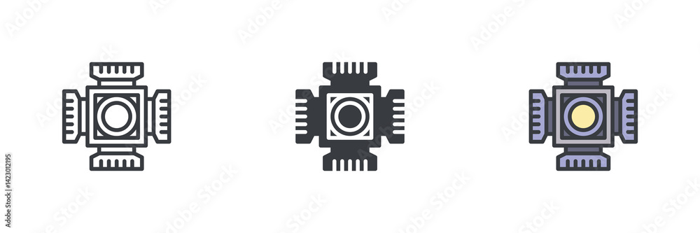 Aufkleber studio light with brackets different style icon set