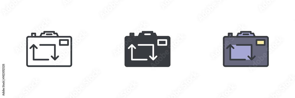 Poster camera photo transfer different style icon set