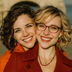 Two women close outdoor portrait