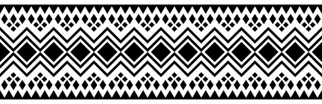 Ethnic border with geometric tribal pattern.