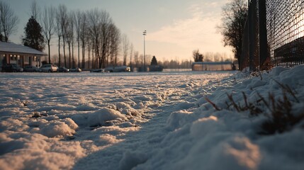 Obraz premium Winter Sports Activity Local Park Photography Snowy Landscape Ground View Seasonal Beauty for Outdoor Enthusiasts