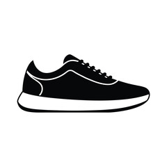 Sneaker icon, Sneaker solid black silhouette vector art on a white background