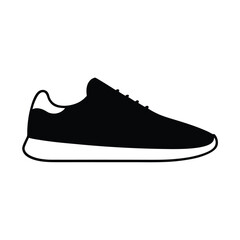 Sneaker icon, Sneaker solid black silhouette vector art on a white background