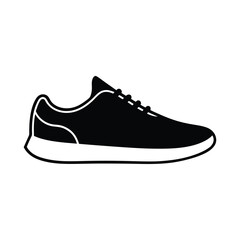 Sneaker icon, Sneaker solid black silhouette vector art on a white background