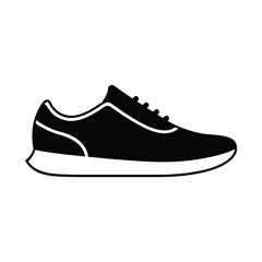 Sneaker icon, Sneaker solid black silhouette vector art on a white background