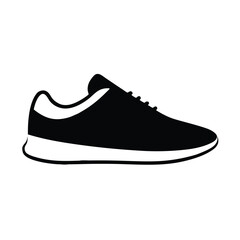 Sneaker icon, Sneaker solid black silhouette vector art on a white background