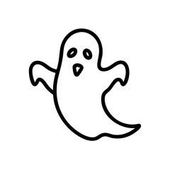 Obraz premium Ghost, simple linear UI icon in black and white, Halloween-themed design with copy space against a white background