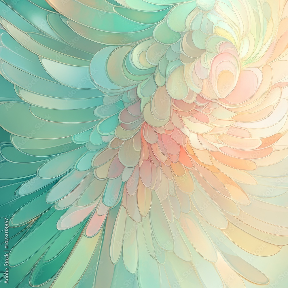 Poster colorful abstract design with swirling shapes and soft gradients creating a harmonious visual experi