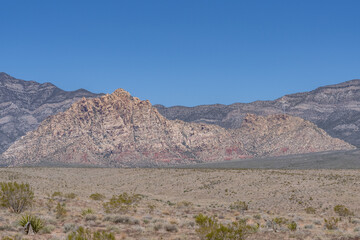 Red Rock Canyon Road | Las Vegas, Clark County, Nevada. Mojave Desert. Basin and Range Province. Aztec Sandstone(Jurassic) geological formation.