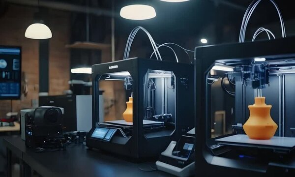 Digital 3D Printing Fabrication Using Industrial Robotics for Additive Manufacturing with Prototype Plastic Model Engineering Design and Future Innovation Process with Tech Equipment