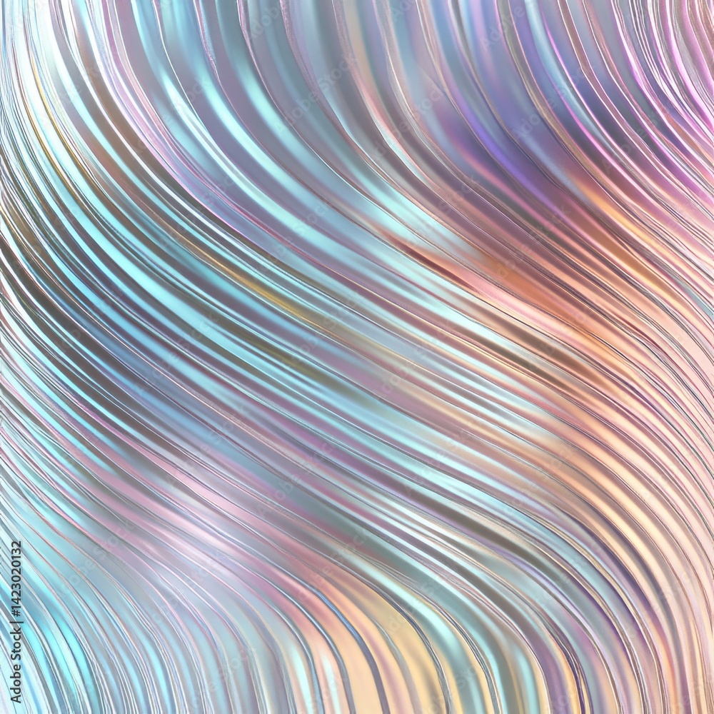 Poster colorful abstraction with flowing metallic waves creating a vivid and dynamic visual experience