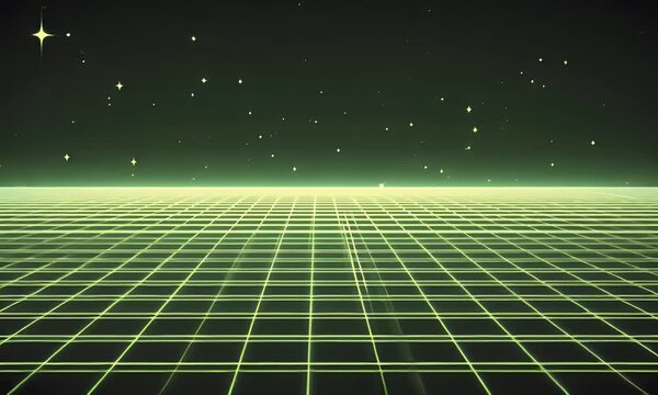 Retrofuturistic gridded landscape
