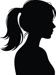 Silhouette of a woman with a ponytail, side profile, minimalist design, creative silhouette, female profile, beauty, abstract portrait, artistic design, youthful figure