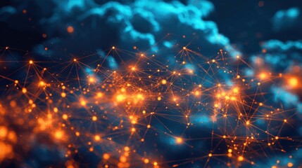 Obraz premium Abstract network visualization of interconnected nodes.