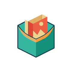 Neatly Folded Map in Side Pocket isolated on transparent background