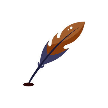 Original Quill with Ink Stains isolated on transparent background