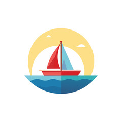 Sailboat on Horizon isolated on transparent background