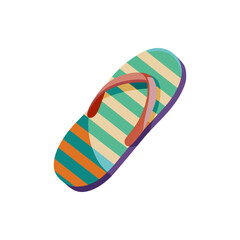 Striped Flip Flop Sandal isolated on transparent background