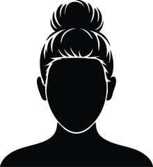 Silhouette of a woman with a bun hairstyle, faceless, abstract portrait, minimalist design, creative silhouette, female figure, profile silhouette, elegant silhouette, artistic design