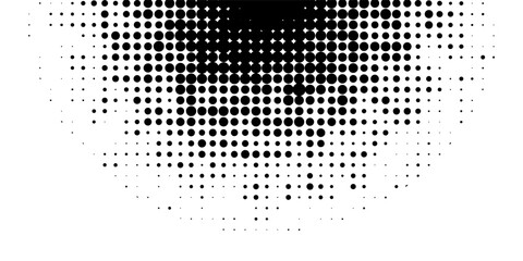 Set of halftone dots gradient pattern texture isolated on white background. Straight dotted spots using halftone circle dot raster texture. Vector blot half tone collection.
