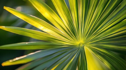 Vibrant palm frond detail