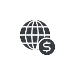 Globe with a dollar symbol vector icon