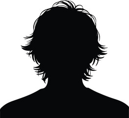 Silhouette of a person with messy hair, abstract portrait, headshot, blank silhouette, person profile, mystery, faceless, human figure, creative silhouette, artistic design