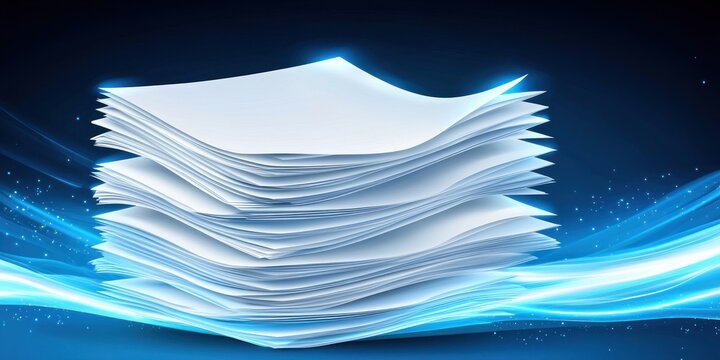A Stack of White Papers Glowing Brightly
