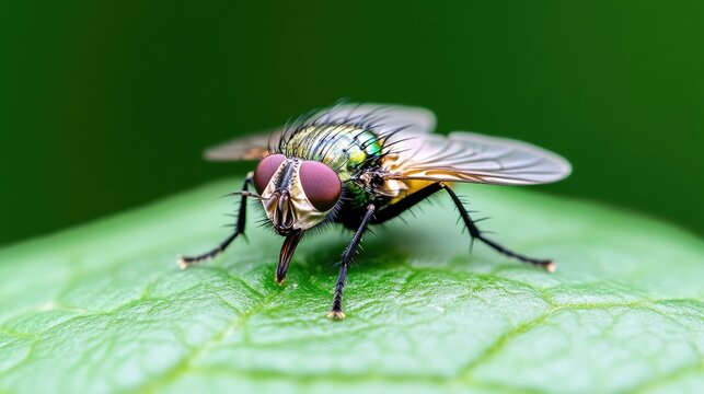 Close-up of a fly on a leaf