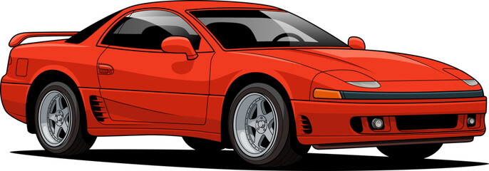 Stylish vector illustration of a modern red sports car with sleek aerodynamic curves, perfect for automotive and design projects