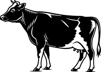 Cow Silhouette PNG – Black and White Side Profile Vector Illustration
