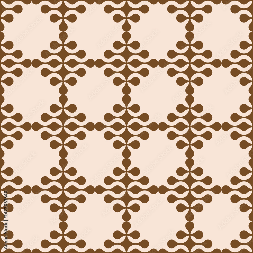 Poster seamless pattern with brown metaballs on a beige background. modern contemporary geometric shapes an